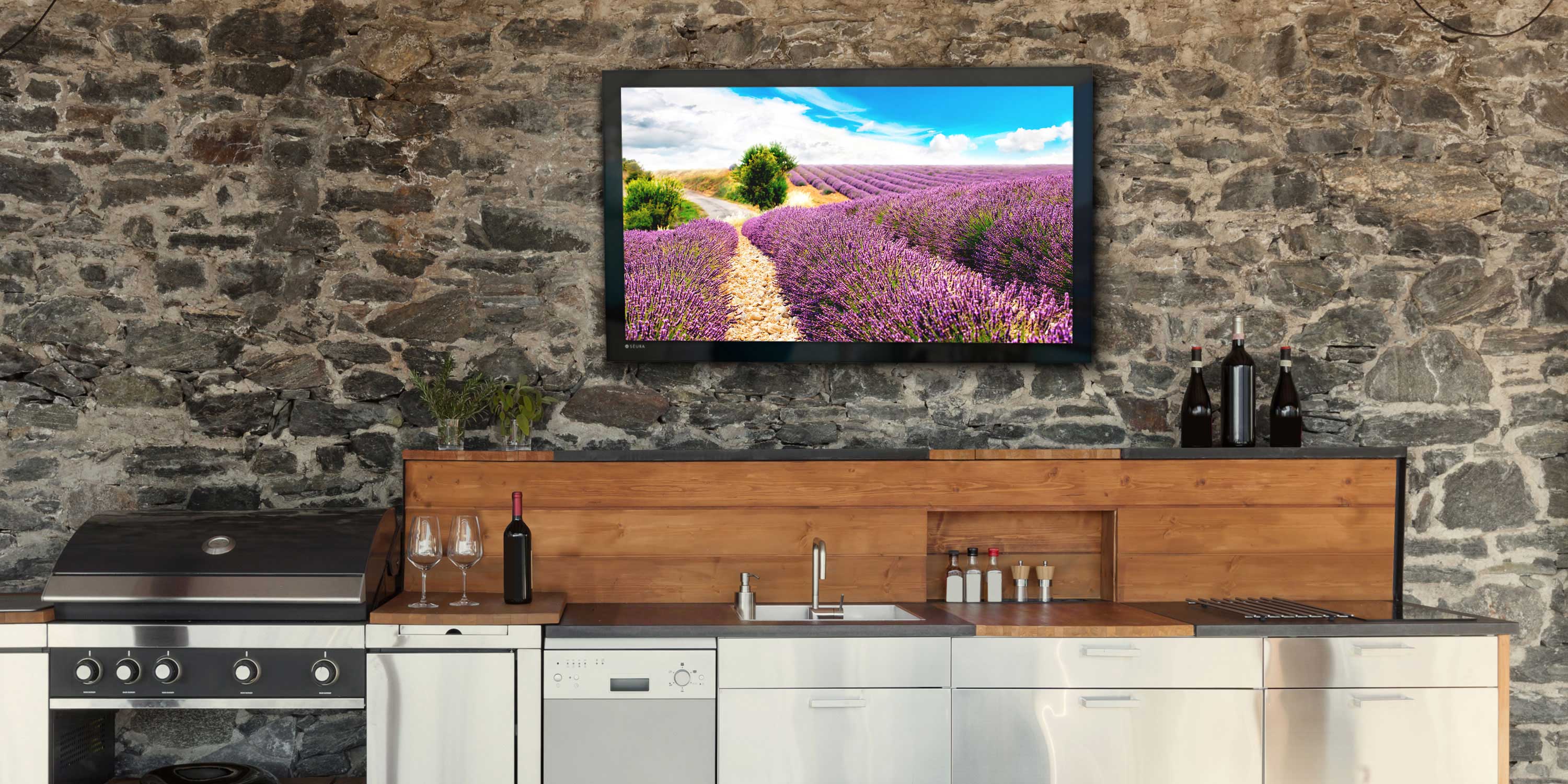 outdoor kitchen with storm seura technology 