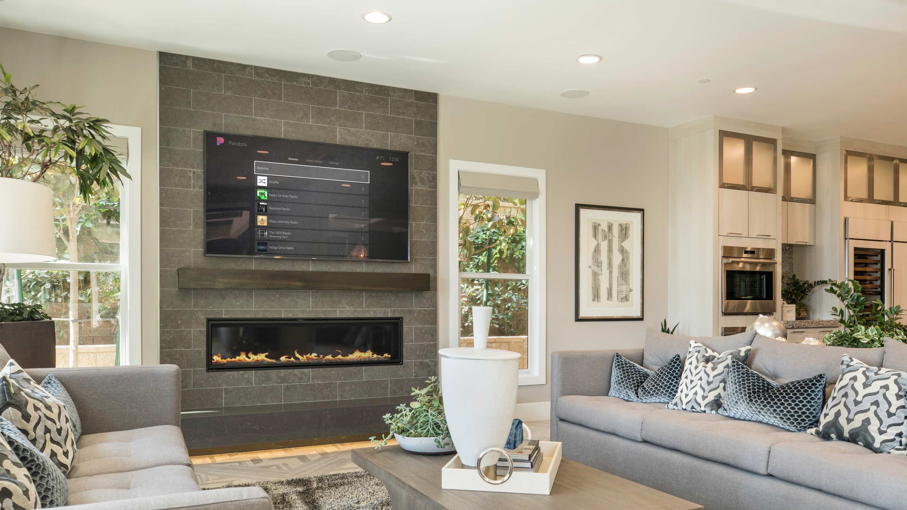 Living area with control4 technology and natural lighting